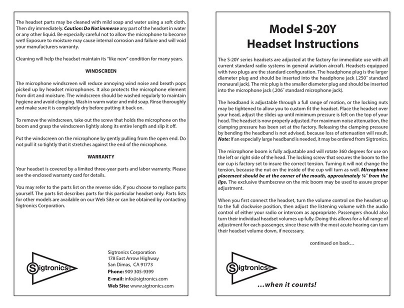 Sigtronics S-20Y Series User manual