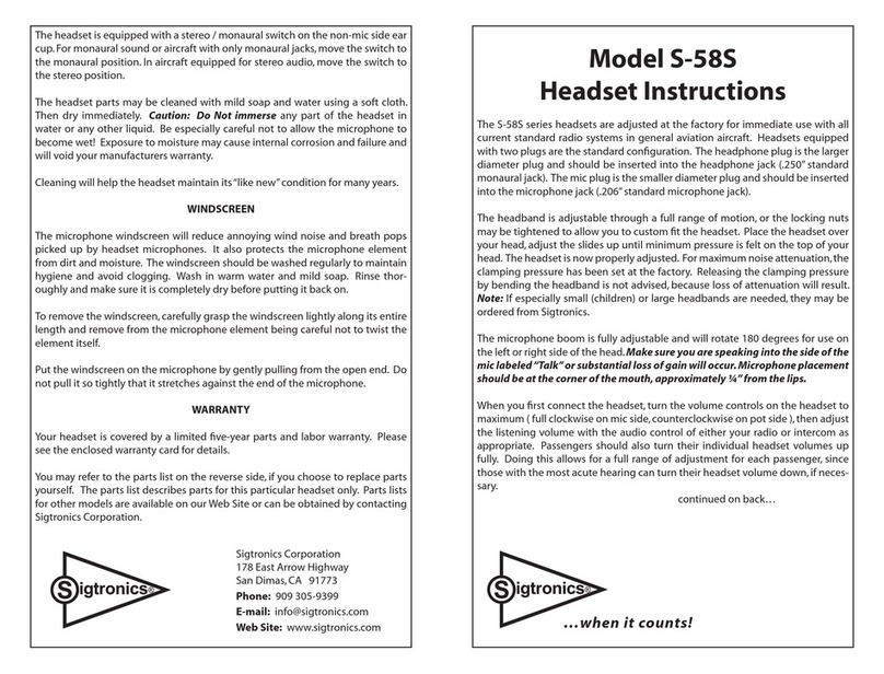 Sigtronics S-58S Series User manual