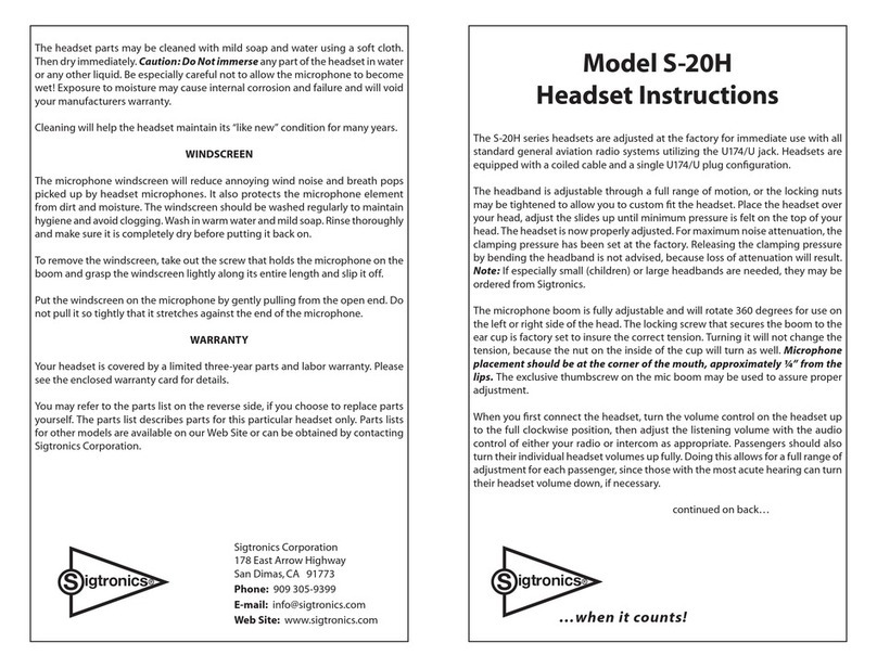 Sigtronics S-20H Series instructions