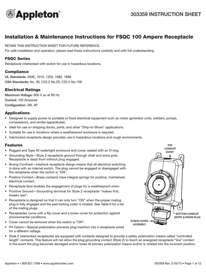 Appleton FSQC 100 Installation & maintenance instructions