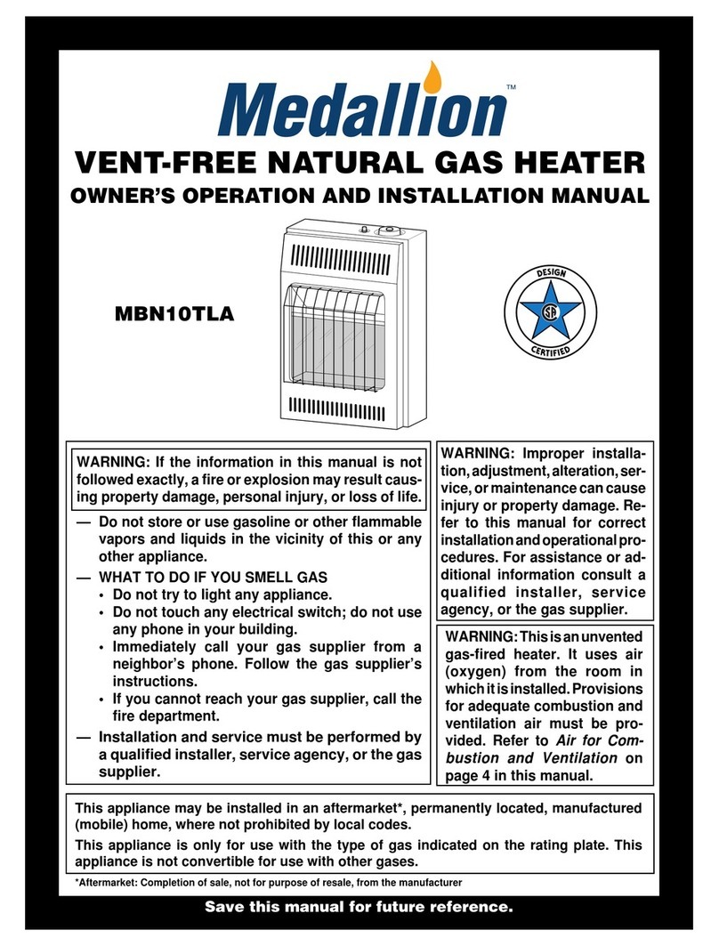 Medallion MBN10TLA OWNER'S OPERATION AND INSTALLATION MANUAL