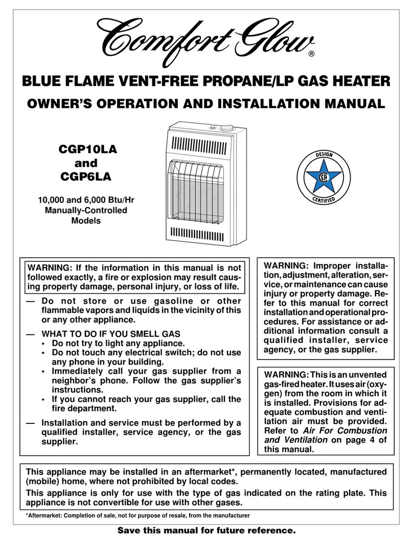 Comfort Glow CGP10LA Quick start guide Comfort Glow CGP10LA Quick start guide