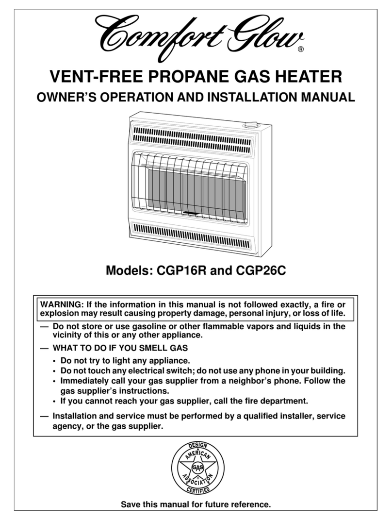Comfort Glow CGP16R OWNER'S OPERATION AND INSTALLATION MANUAL Comfort Glow CGP16R OWNER'S OPERATION AND INSTALLATION MANUAL