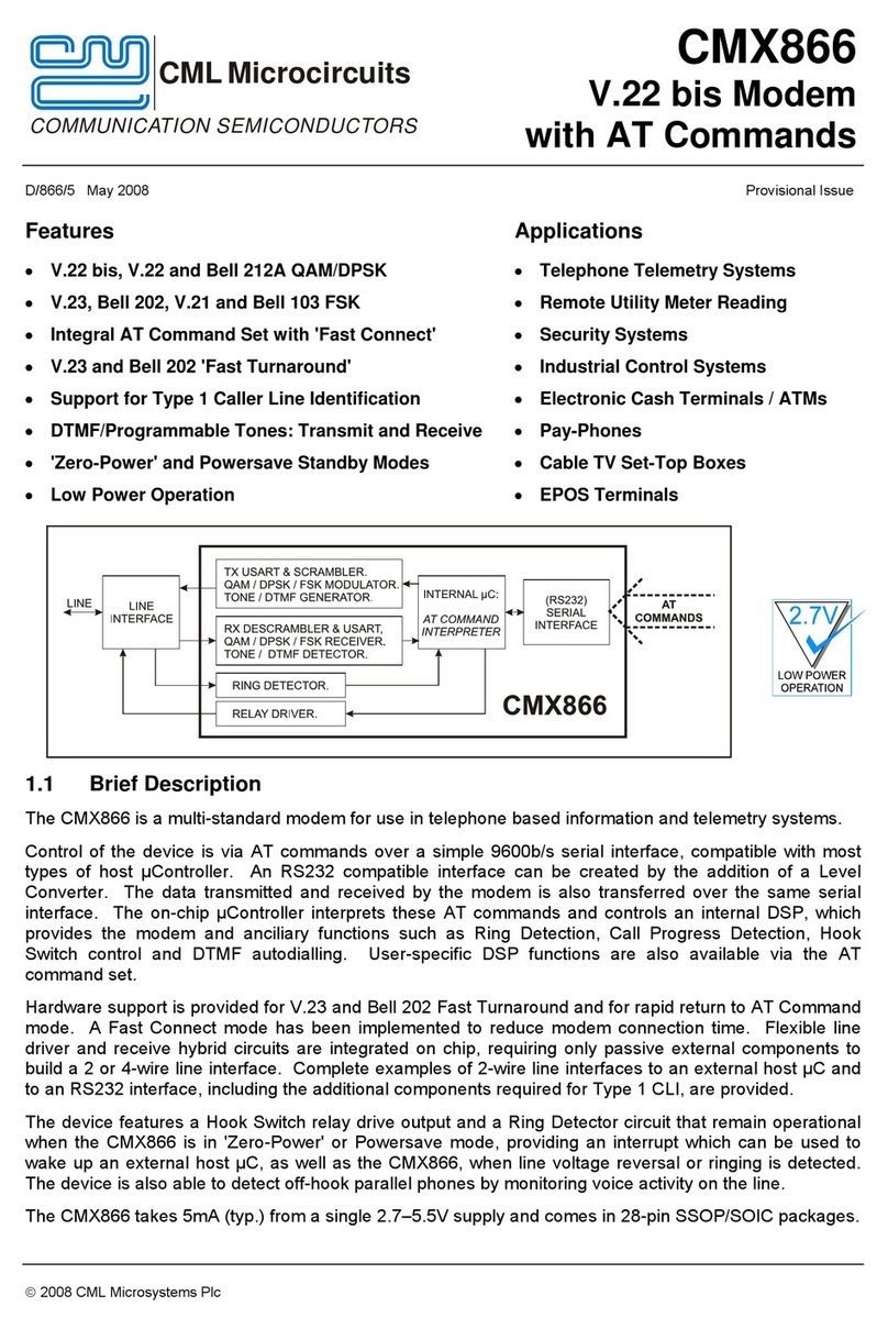 CML Microcircuits CMX866 manual