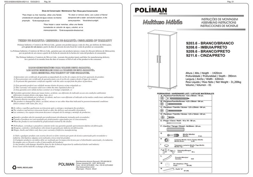 Poliman Moveis 9203.6 Assembling instructions