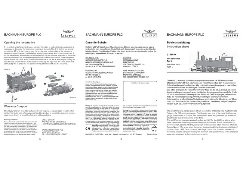 BACHMANN EUROPE Plc Liliput L14148 Series instruction sheet