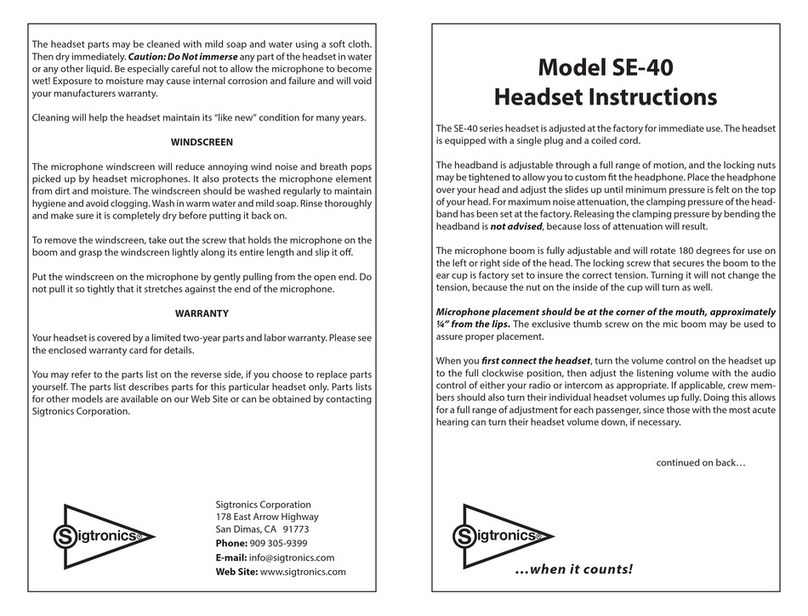 Sigtronics SE-40 Series instructions
