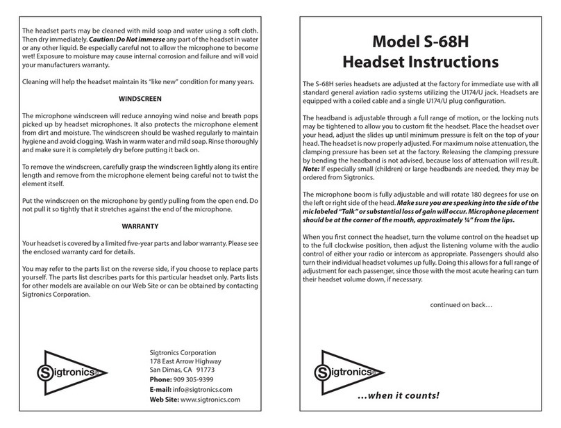 Sigtronics S-68H Series User manual