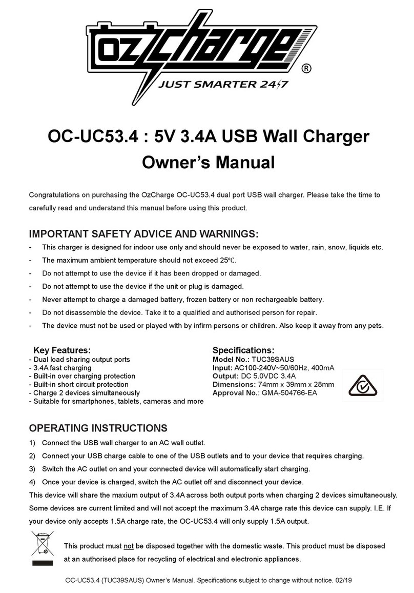 OzCharge TUC39SAUS owner's manual