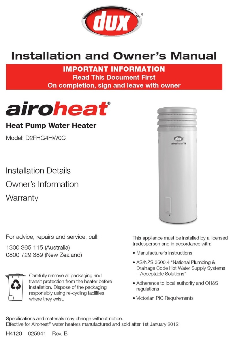 Radiant airoheat D2FHG4HW0C Installation instructions Radiant airoheat D2FHG4HW0C Installation instructions