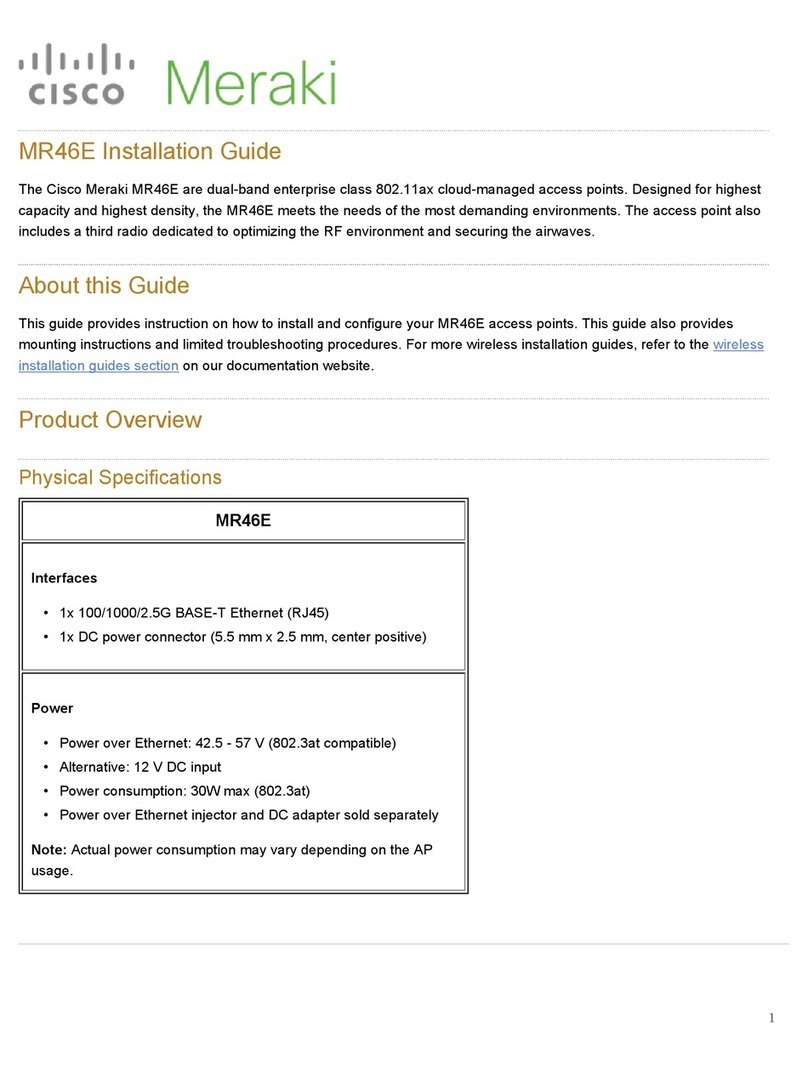 Cisco MERAKI MR46E installation guide Cisco MERAKI MR46E installation guide
