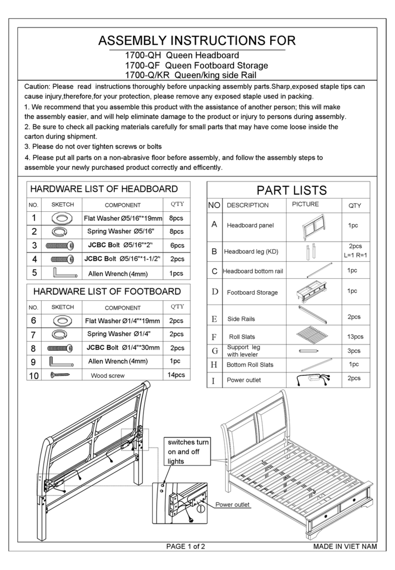 homezone Caira 1700-QH Assembly instructions homezone Caira 1700-QH Assembly instructions