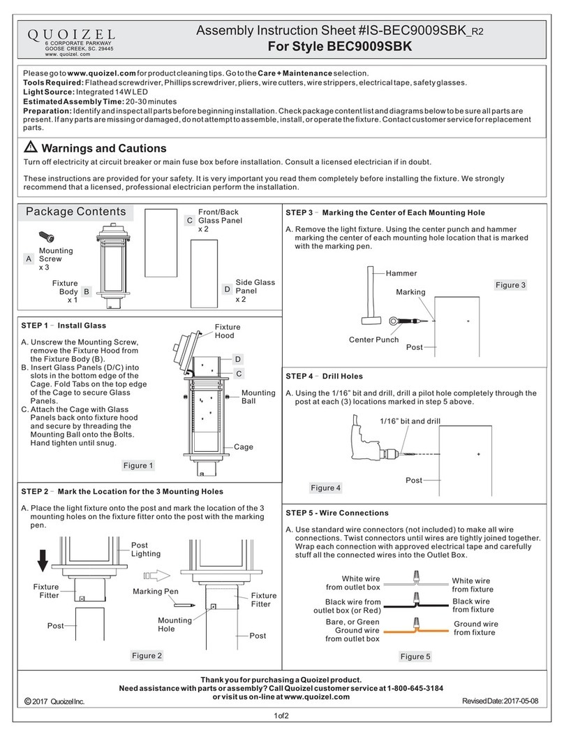 Quoizel BEC9009SBK Mounting instructions