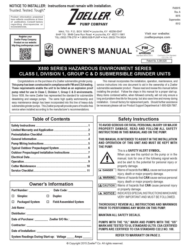 Zoeller X800 Series owner's manual