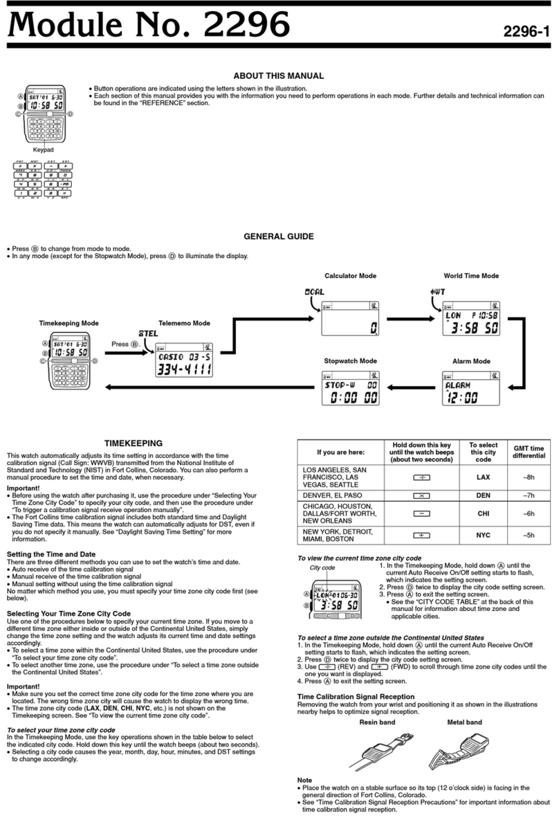 Casio 2296 quick start guide
