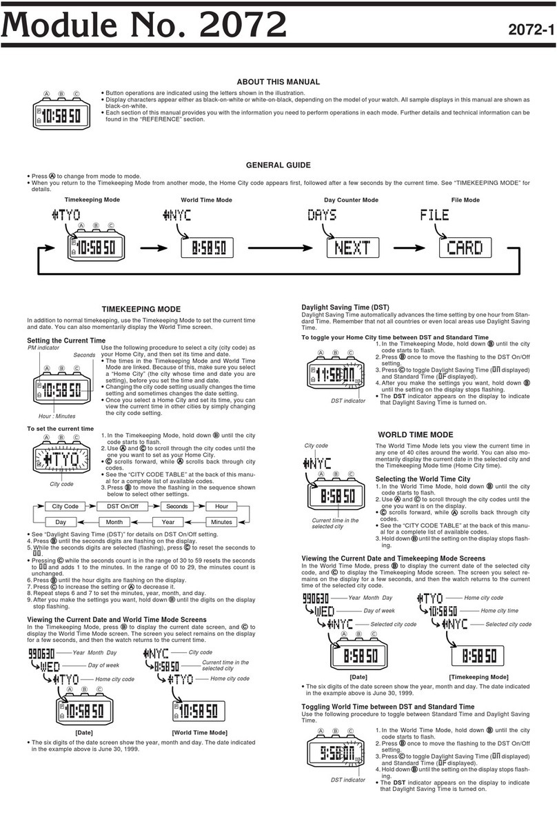 Casio 2072 quick start guide