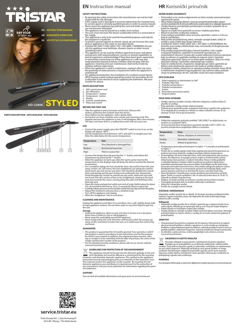 TriStar HD-2389K instruction manual