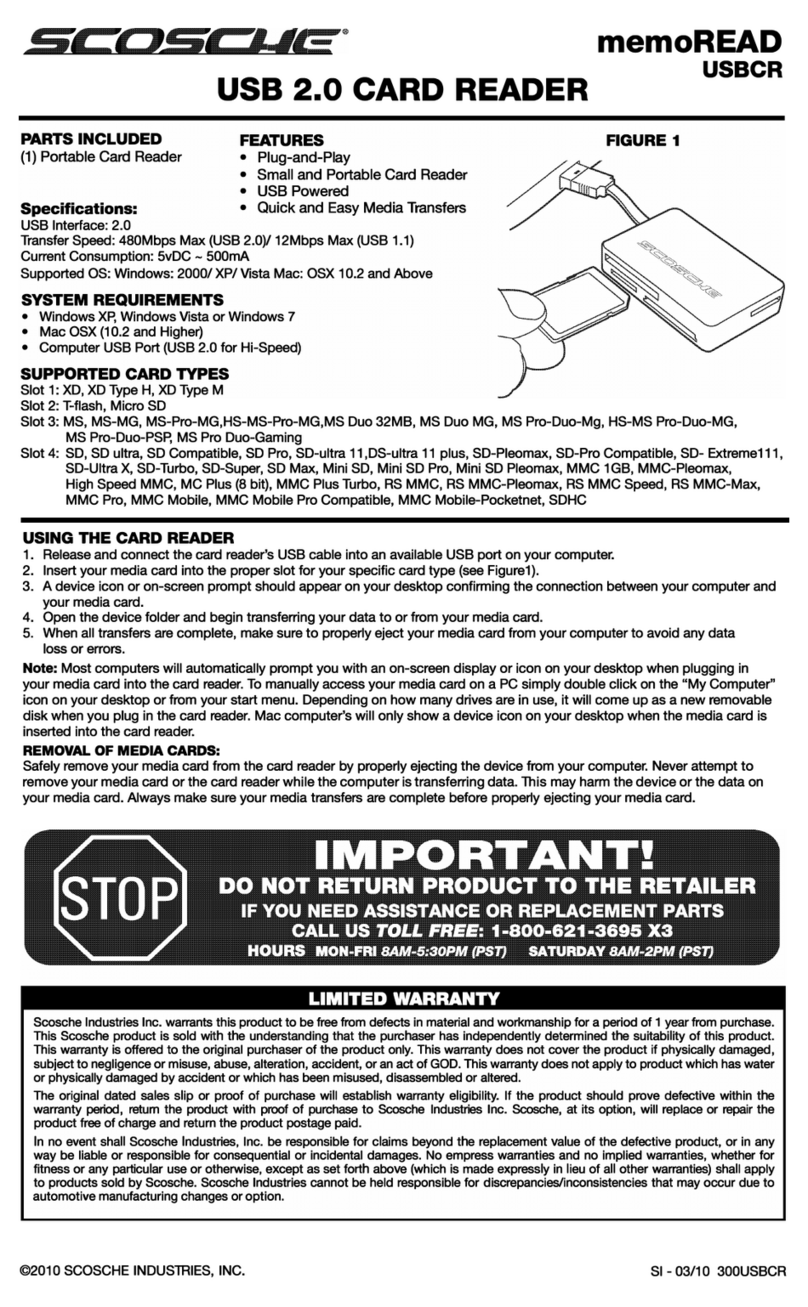Scosche memoREAD USBCR quick start guide Scosche memoREAD USBCR quick start guide