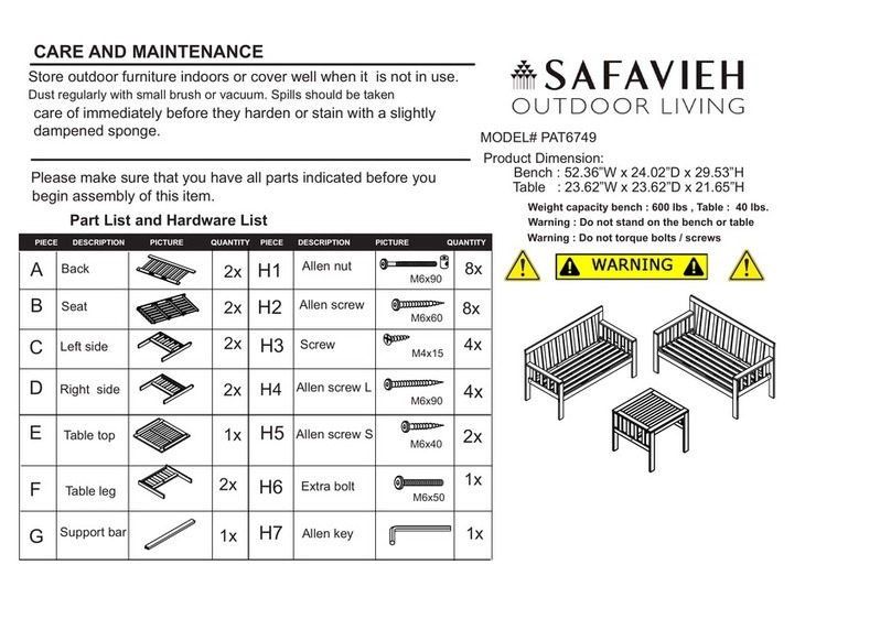 Safavieh PAT6749 Maintenance manual