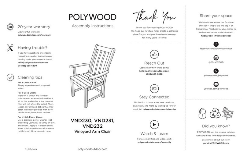 Polywood Vineyard VND230 Assembly instructions Polywood Vineyard VND230 Assembly instructions