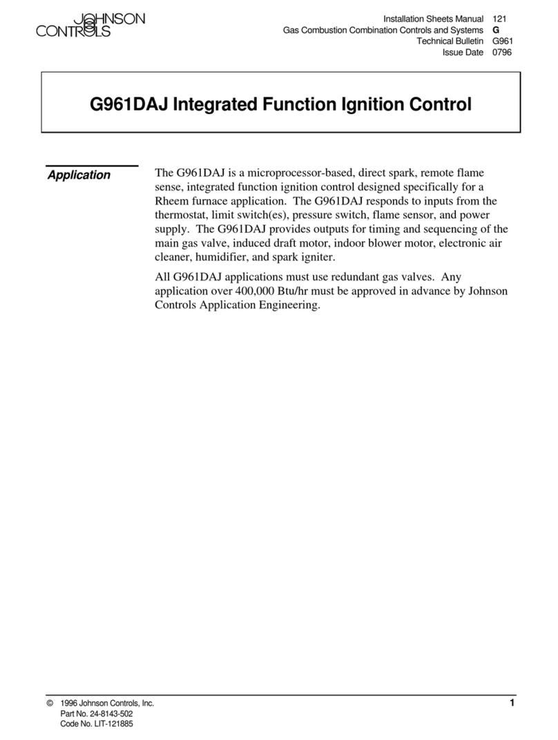 Johnson Controls G961DAJ Installation Sheets Manual