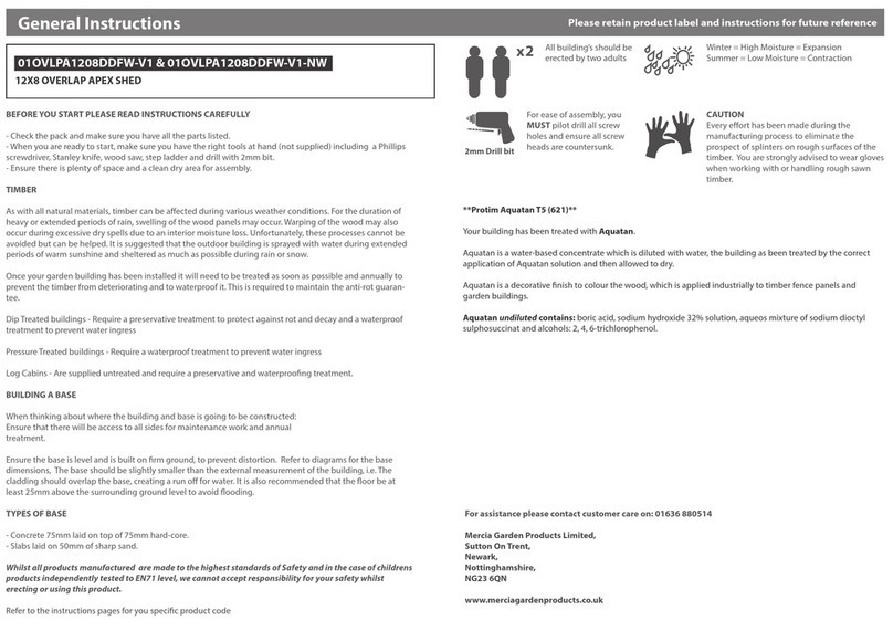 Mercia Garden Products 01OVLPA1208DDFW-V1 General instructions