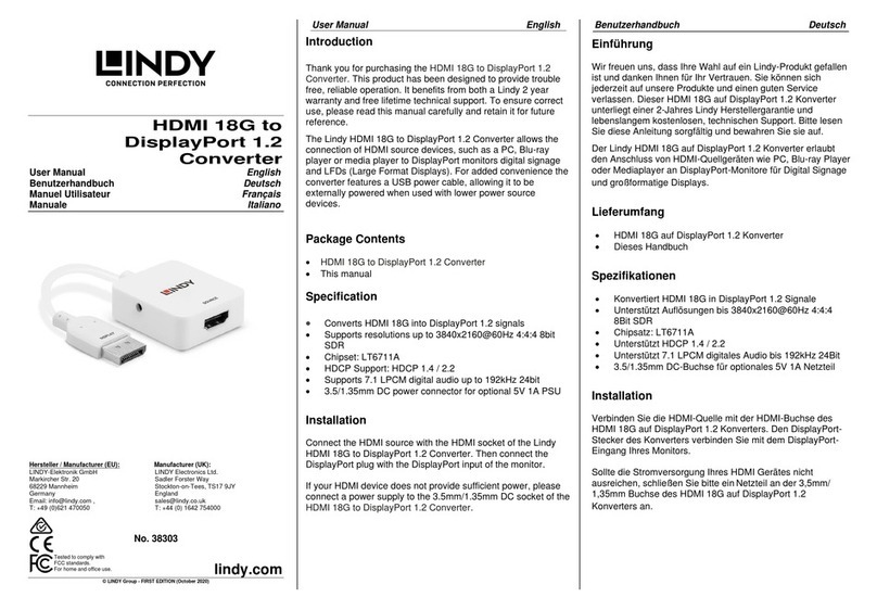 Lindy 38303 User manual