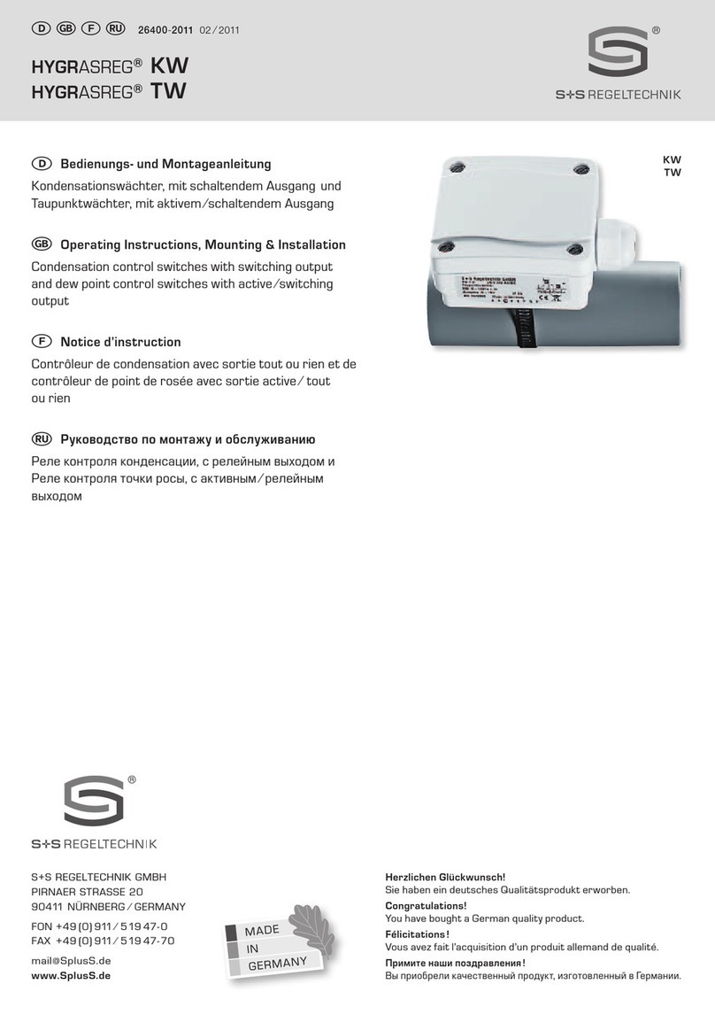 S+S Regeltechnik HYGRASREG KW Operating Instructions, Mounting & Installation