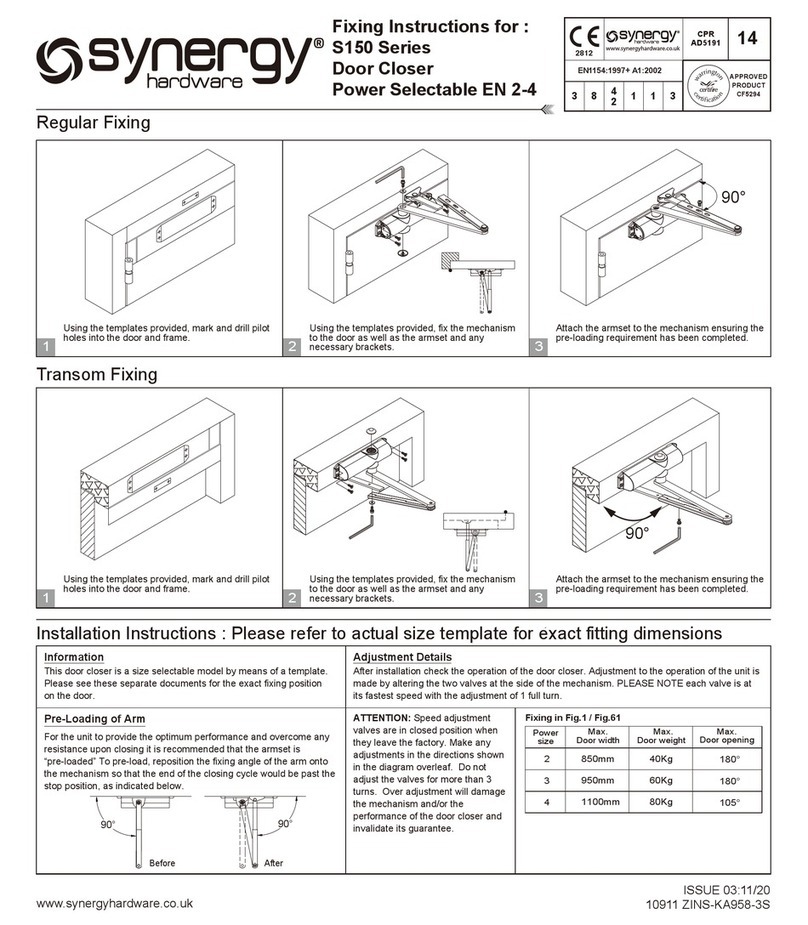 Synergy Hardware S150 Series Fixing instructions