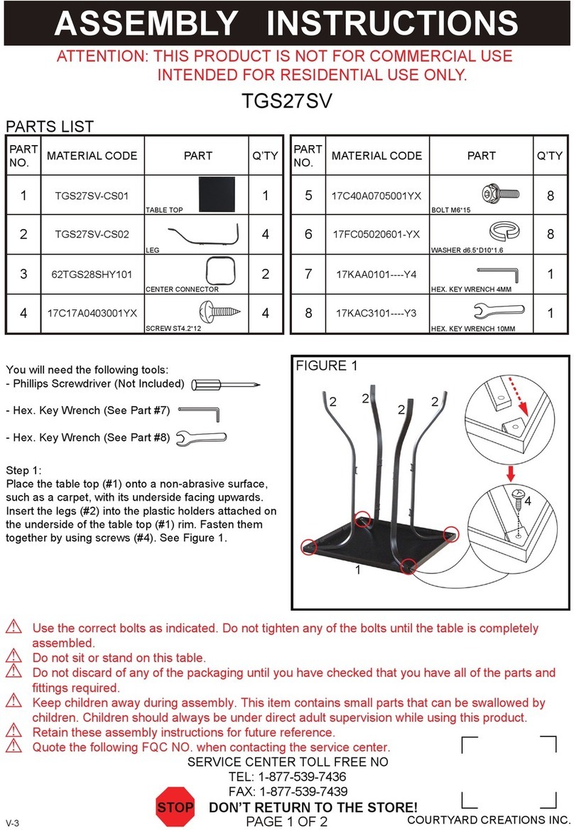 Courtyard Creations TGS27SV Assembly instructions
