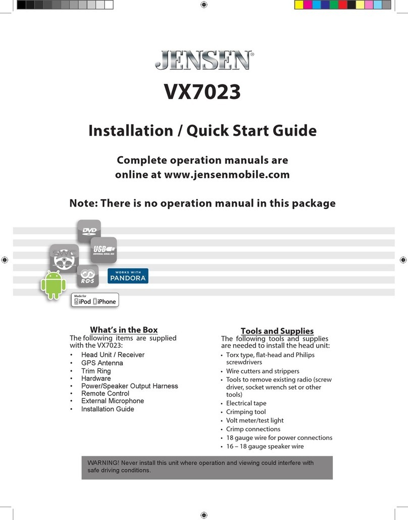 Jensen VX7023 Installation & quick start guide