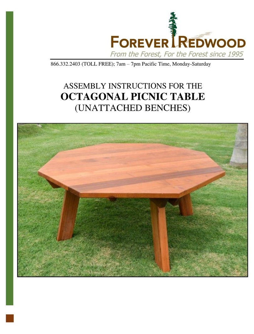 Forever Redwood OCTAGONAL PICNIC TABLE Assembly instructions Forever Redwood OCTAGONAL PICNIC TABLE Assembly instructions