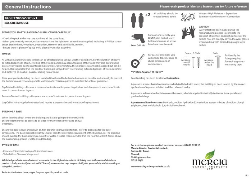 Mercia Garden Products 04GREEN0606SDPB-V1 General instructions Mercia Garden Products 04GREEN0606SDPB-V1 General instructions