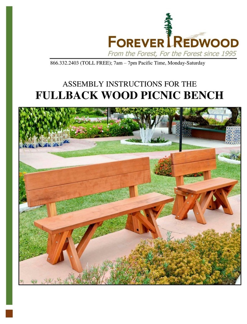 Forever Redwood FULLBACK WOOD PICNIC BENCH Assembly instructions Forever Redwood FULLBACK WOOD PICNIC BENCH Assembly instructions