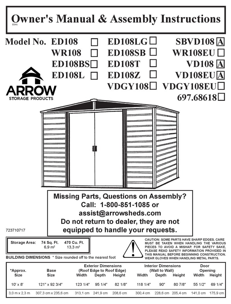 Arrow Storage Products ED108 Owner's manual & assembly instructions Arrow Storage Products ED108 Owner's manual & assembly instructions