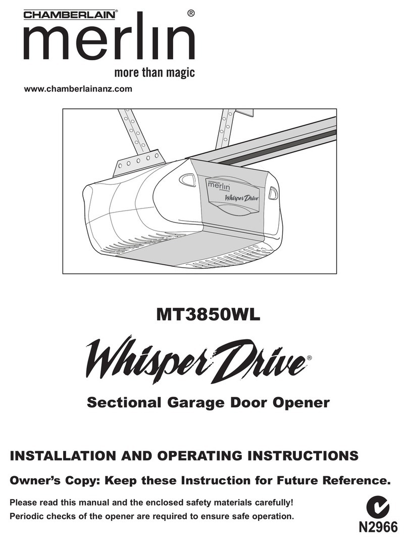Chamberlain Merlin Whisper Drive MT3850WL Installation and operating instructions