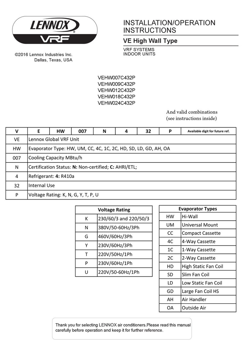 Lennox VRF VEHW007C432P Installation instructions