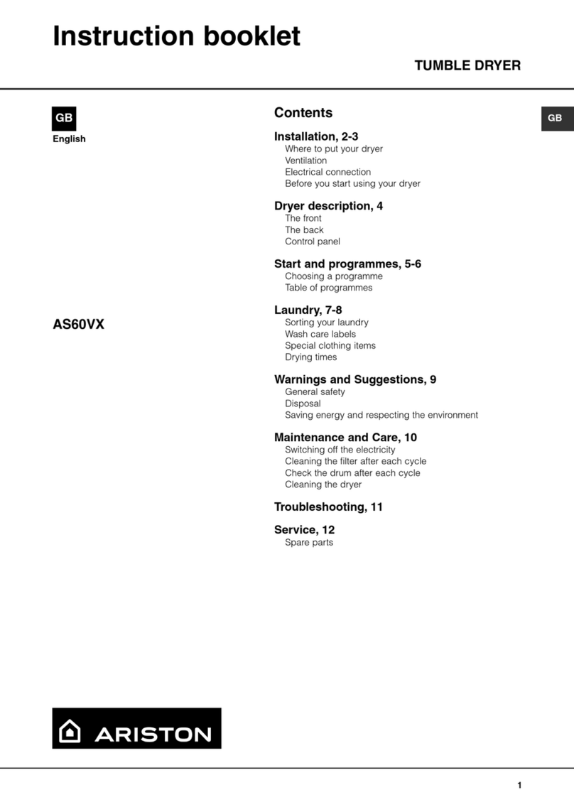 Hotpoint Ariston AS60VX Instruction booklet