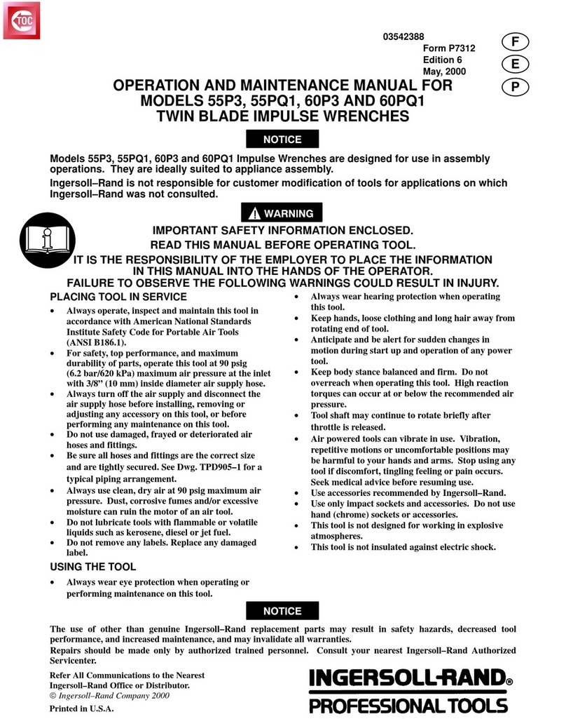 Ingersoll-Rand 55P3 Operation and maintenance manual