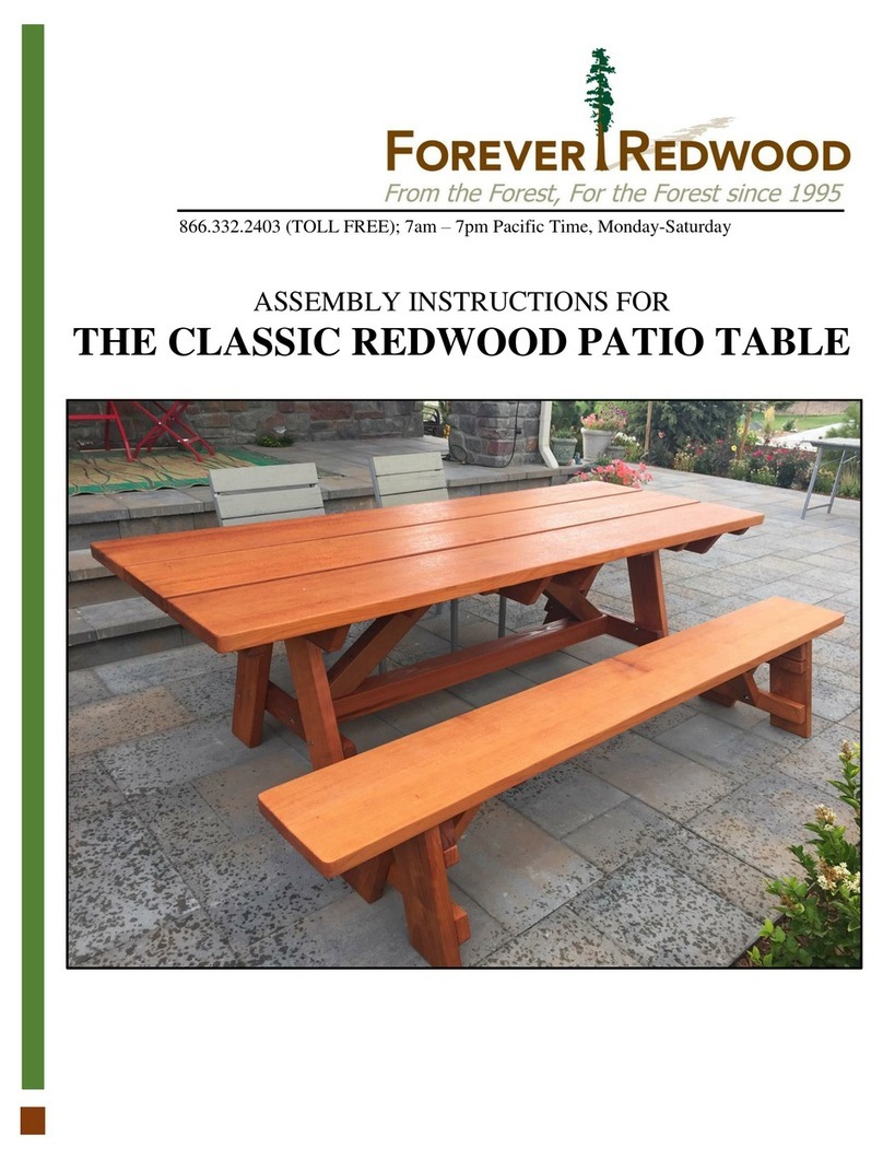 Forever Redwood CLASSIC REDWOOD PATIO TABLE Assembly instructions Forever Redwood CLASSIC REDWOOD PATIO TABLE Assembly instructions