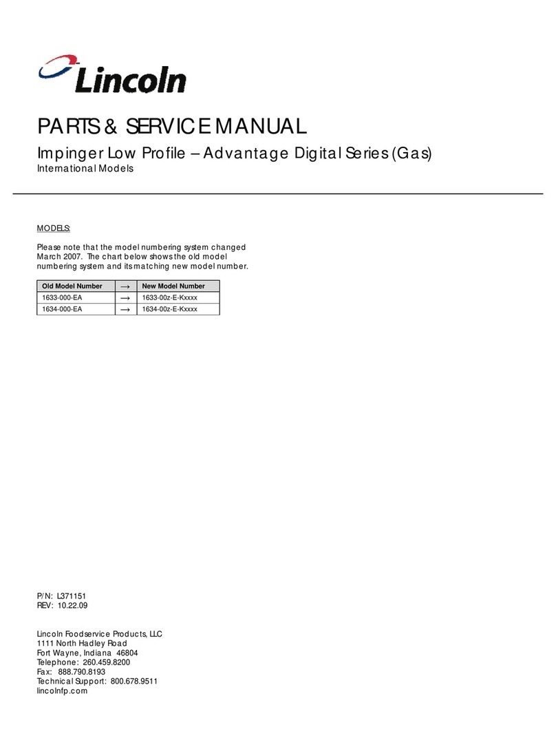 Lincoln Foodservice 1633-00z-E-K Series Parts & service manual Lincoln Foodservice 1633-00z-E-K Series Parts & service manual