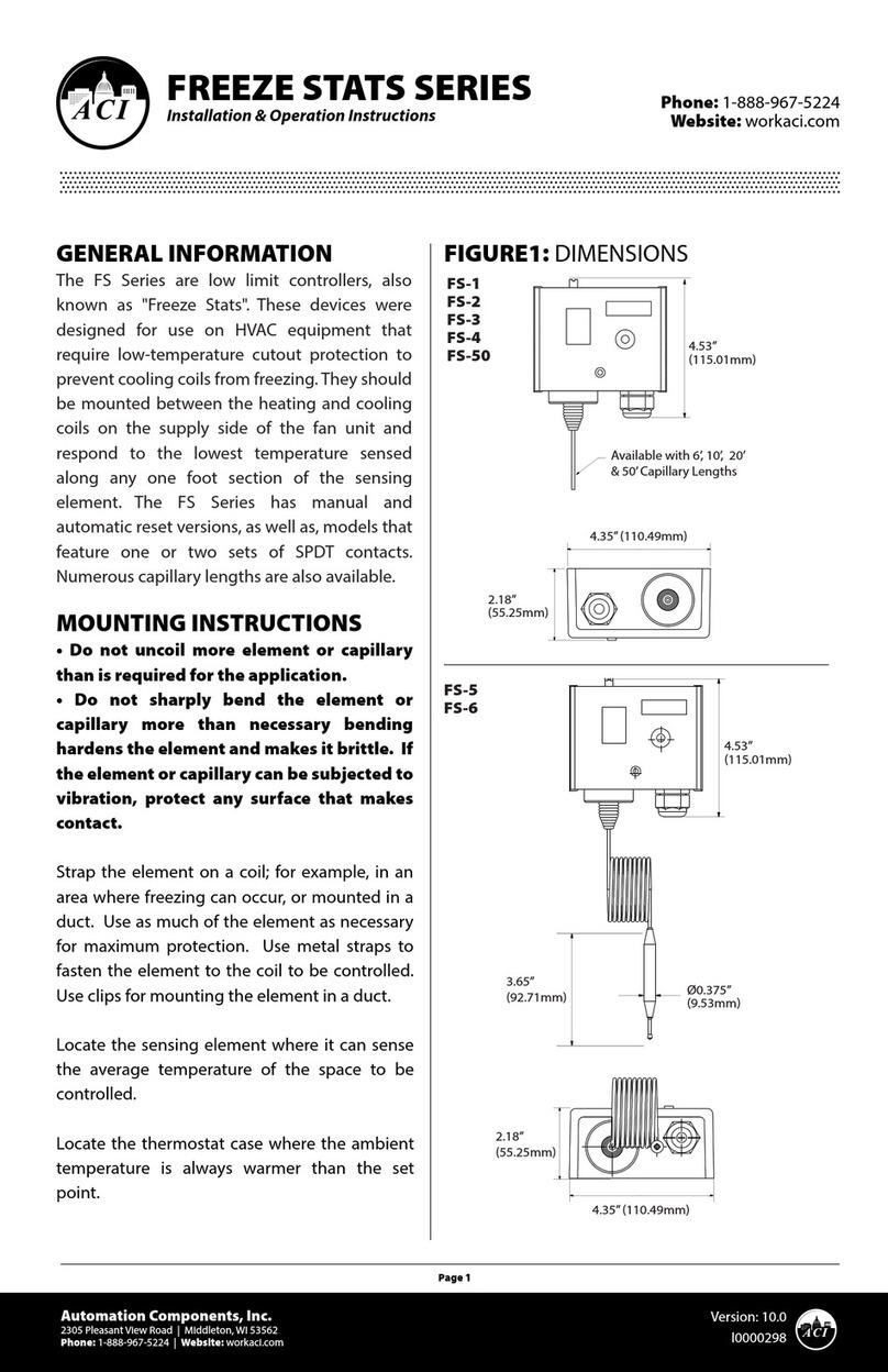 aci FREEZE STATS Series Installation instructions