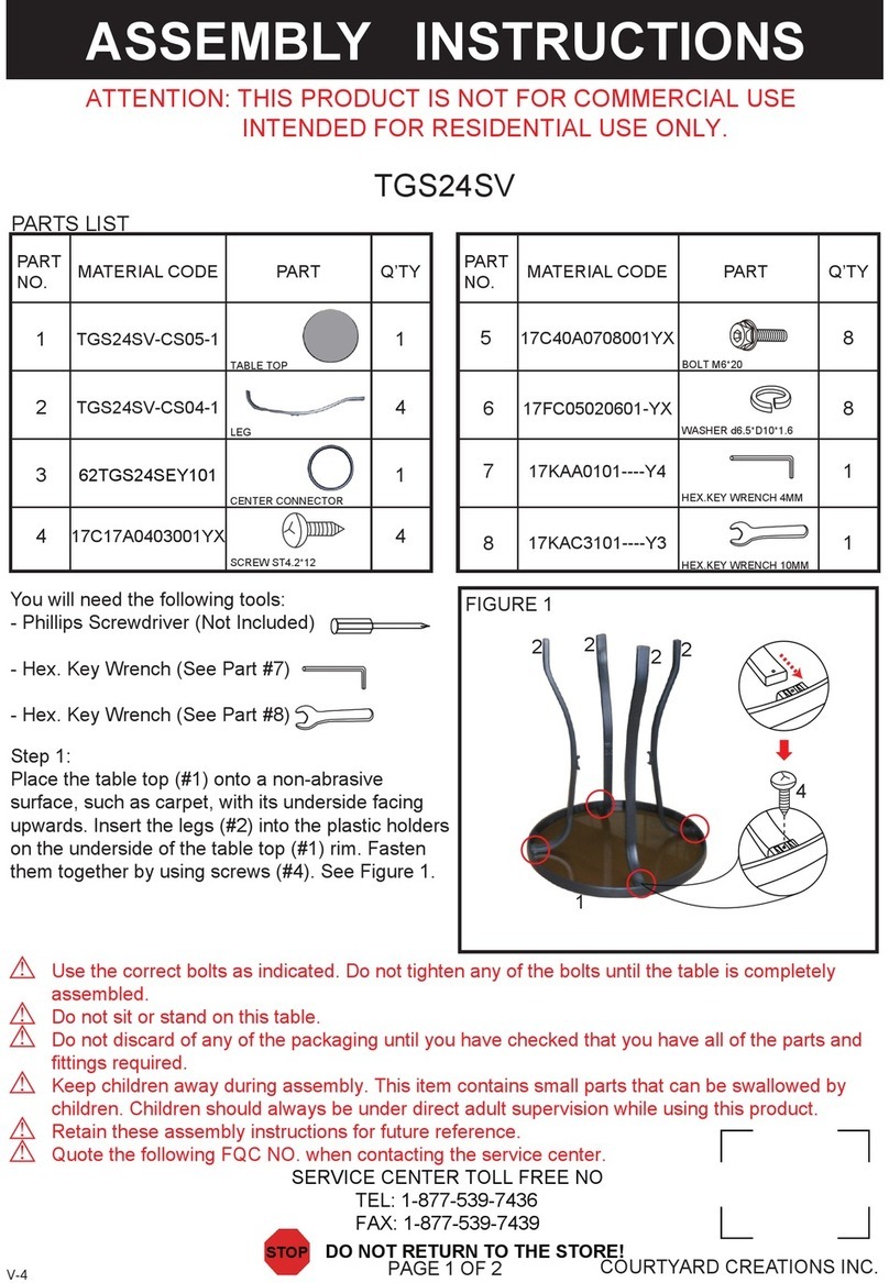 Courtyard Creations TGS24SV Assembly instructions