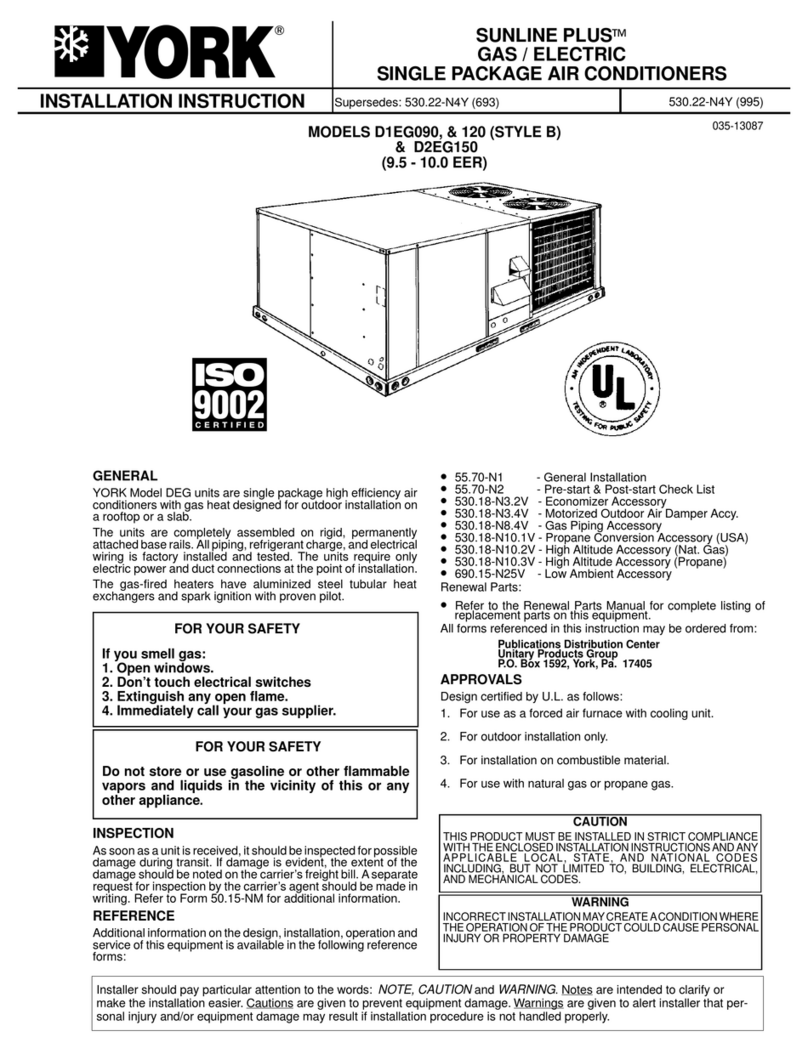 York SUNLINE PLUS D1EG090 User manual