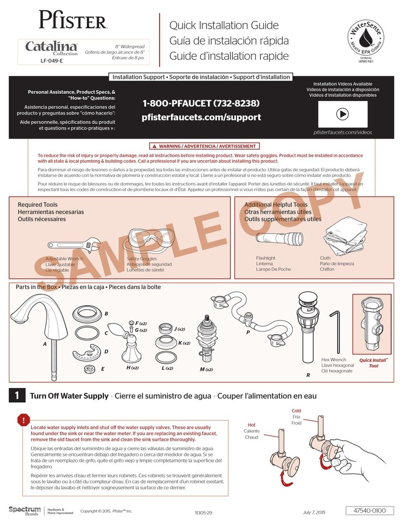 Pfister Catalina LF-049-E Quick installation guide