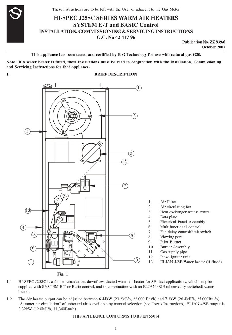 Johnson & Starley HI-SPEC J25SC Series User guide