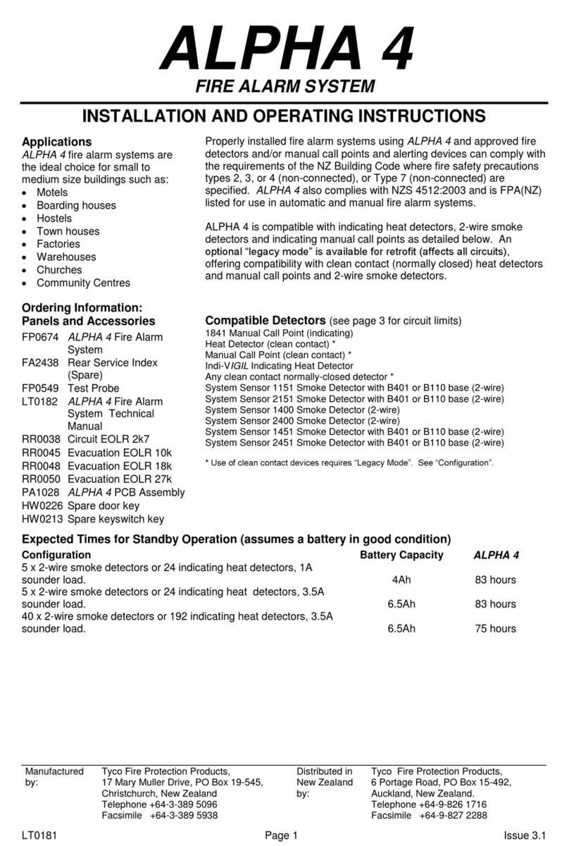 Tyco Fire Product Alpha 4 Installation and operating instructions