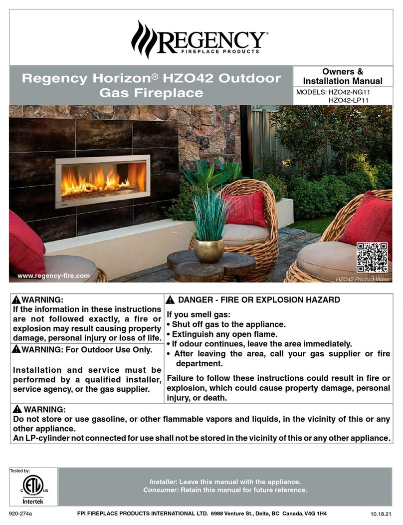 Regency Fireplace Products Horizon HZO42 Owners & installation manual