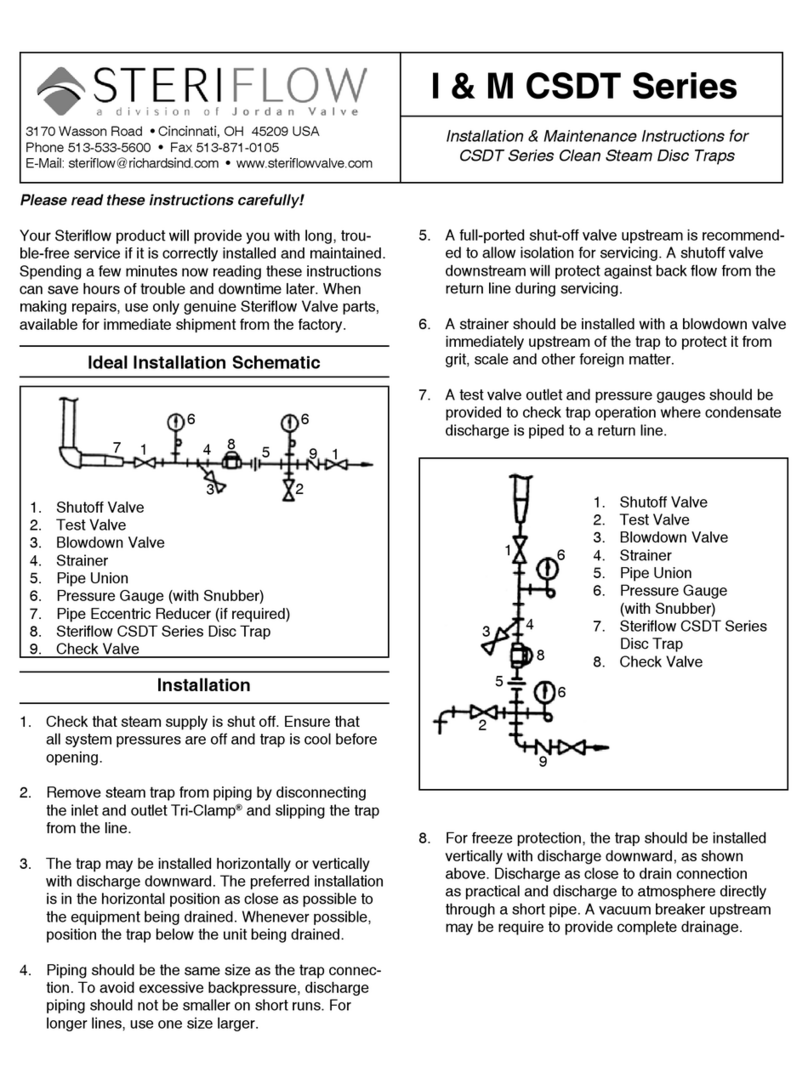 Jordan Valve STERIFLOW CSDT Series Installation & maintenance instructions