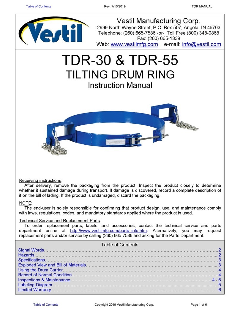 Vestil TDR-30 instruction manual